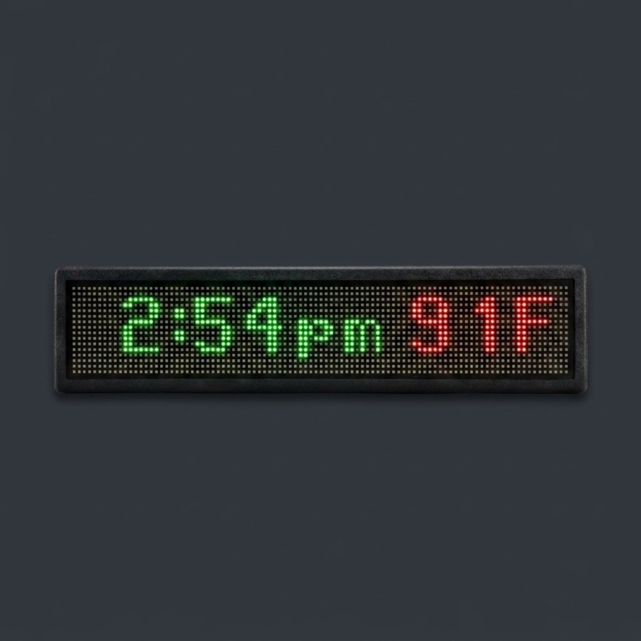 LED display showing time and temperature